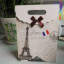 Paris Gift Bag with Satin Ribbon & Closing Fla...